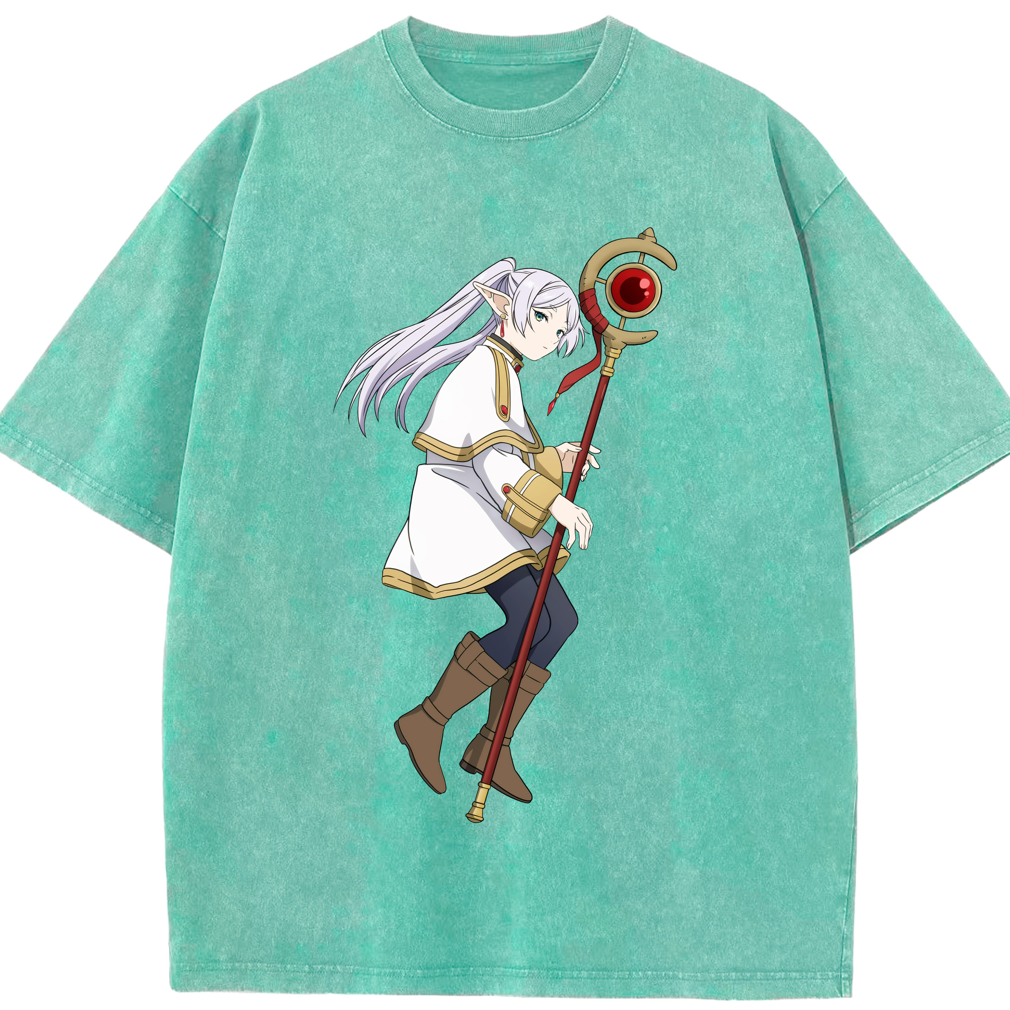 （画像用） 葬送のフリーレン Frieren 綿100% ヴィンテージ風 半袖Tシャツ（フロントプリント）